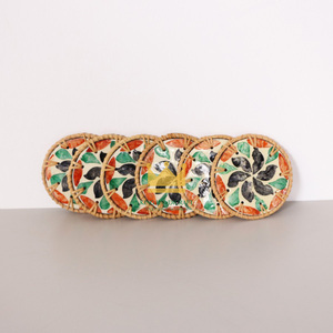 Hot Sale Home Decoration Supplies Round Rattan Cup Coaster Square Cup Placemat <b>Charger</b> <b>Plate</b> Pear Coaster Holder - Product Image 2