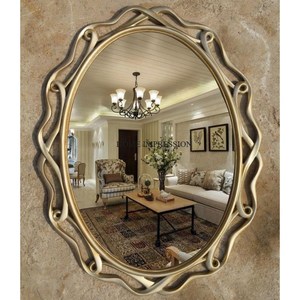 Finest Quality Luxury Gold Aluminium Wall Mirror Traditional Designing Home & Living Room <b>Decorative</b> Fancy Wall Mirror In India - Product Image 1