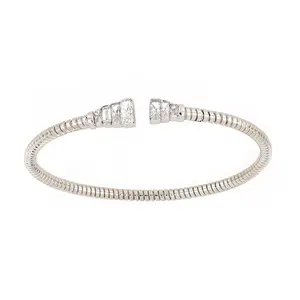 Elegant bangle Top Quality Polish tubogas Silver Plated bangle - Baguette end - Hot sale Woman bracelet jewels