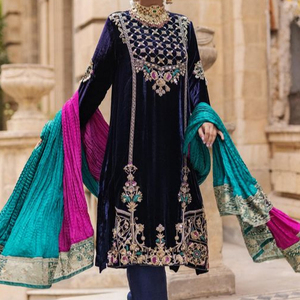 2023 nueva moda indio/pakistaní hermoso Zari bordado trabajo fiesta-vestido encaje botón decoración para bodas Natural - Product Image 1