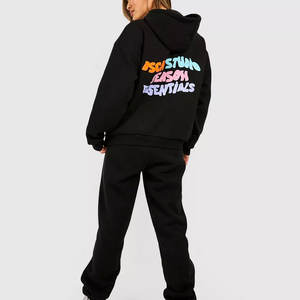 Nuevo diseño de ropa de invierno de dos piezas para correr Puff estampado chándal/ropa de calle informal Color sólido mujeres chándales - Product Image 2