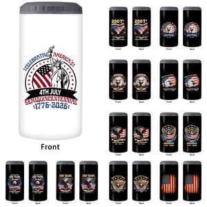 Venta al por mayor de fábrica: Enfriador de latas de café y bebidas de 12 oz con aislamiento al vacío, regalo del 250 aniversario del Día de la Independencia de EE. UU. para el 4 de julio - Product Image 1