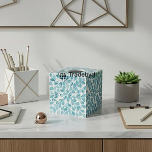 Stylish Premium Quality Mop Inlay Tissue <b>Box</b> Handmade <b>Floral</b> Pattern Engraved Printing Tissue Holder for Home Office Decor - Product Image 4