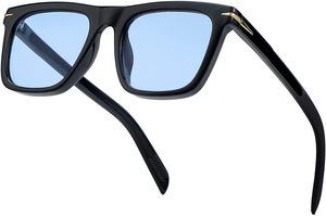 Lunettes de soleil polarisées haut de gamme en fibre de carbone, monture carrée bleu glace, verres UV400, lunettes élégantes pour hommes et femmes, personnalisation OEM - Product Image 3