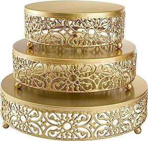 Soporte de pastel de boda redondo ecológico de Metal dorado Apto para lavavajillas para bodas y fiestas de cumpleaños MOQ 10PCs - Product Image 3