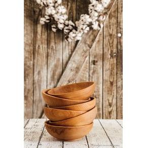 Bol de service en bois de luxe fait main pour la maison, la cuisine et les mariages - Aspect bois naturel - Product Image 1