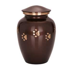 Mejor Venta de urna blanca para mascotas de alta calidad, artesanía de Metal con grabado de patas, precio al por mayor de cenizas de cremación funeraria ACW - Product Image 2