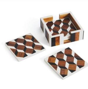 Handmade Premium Quality Resin MDF Coaster Set Luxury Square Lightweight Tea Mat/Pad for Hotels Weddings Tables <b>Welcome</b> <b>Gifts</b> - Product Image 1