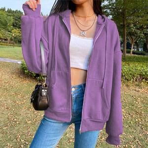 Adults Wear Autumn <b>Fleece</b> <b>Hoodie</b> Solid Color Hooded Korean Fashion Sweatshirts Long Sleeve <b>Hoodies</b> for Female - Product Image 5