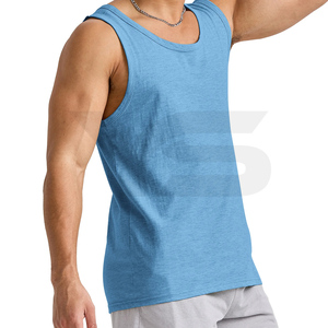 Direct de l'usine de haute qualité 100% coton Muscle Fit débardeur pour hommes Logo personnalisé respirant sans manches hauts d'entraînement pas cher - Product Image 2