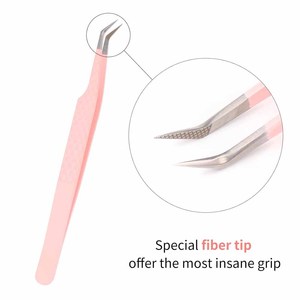 Extension de cils pince à épiler pointe en fibre acier inoxydable couleur personnalisée pointu accessoires de maquillage pince à cils - Product Image 3