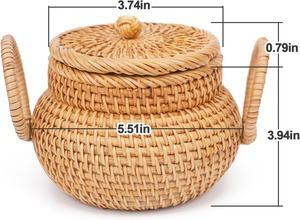 Boîte ronde en rotin pour organiser les objets, boîte de rangement artisanale, écologique, naturelle, décoration intérieure et extérieure, vente en gros du Vietnam - Product Image 2