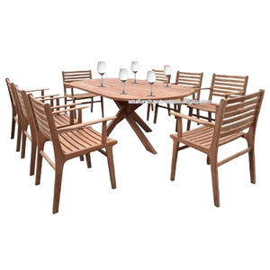 Muebles de Patio Modernos de Madera de Teca al por Mayor, Sillas Ligeras y Mesa de Comedor Ovalada, Indonesia - Product Image 1