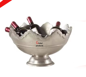 Seau à glace en aluminium de refroidisseur de vin de concepteur en métal de finition argentée le plus vendu pour le restaurant et le bar d'hôtel - Product Image 1