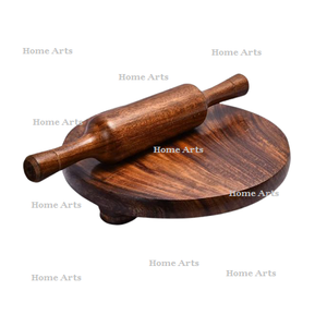 Ensemble Chakla Belan en bois fait main rouleau à pâtisserie et planche de forme ronde de qualité supérieure pour accessoires de cuisine - Product Image 5