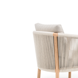 Chaise longue en corde d'extérieur moderne, cadre en teck durable et coussin moelleux pour balcon, fabriqué en Indonésie - Product Image 6