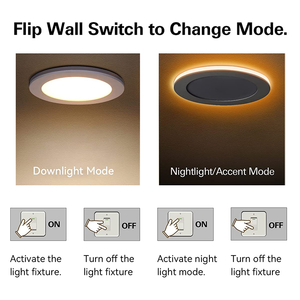 5cct có thể điều chỉnh 4inch 6 inch siêu mỏng <span class=keywords><strong>LED</strong></span> lõm tròn phẳng trần ánh sáng ETL 110-130V với vòng đêm - Product Image 3