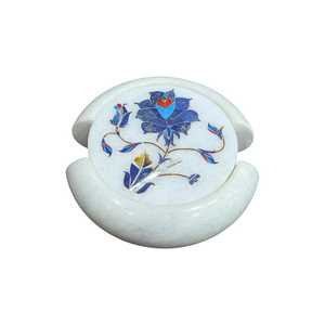 Ensemble de 6 sous-verres en marbre Pietra Dura, sous-verres en pierre incrustée faits à la main en Inde - Product Image 3