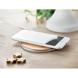 Chargeur sans fil en bambou DESPAD, batterie externe écologique pour appareils mobiles - Product Image 3