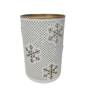 Pot votif rond en fer blanc avec pot anti-bougie en cuivre pour le salon de Noël et la décoration de table faits à la main - Product Image 5