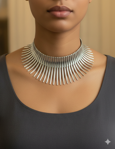 Collier ras du cou en acier inoxydable à motif soleil |   Collier moderne minimaliste pour femme - Product Image 2