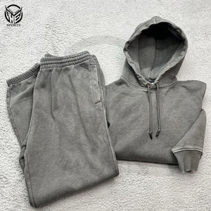 ชุดวอร์มผ้าฝ้าย2ชิ้นมีฮู้ดสำหรับทุกเพศ2025วินเทจมีฮู้ดสำหรับฤดูหนาวออกแบบได้ตามที่ต้องการ - Product Image 1