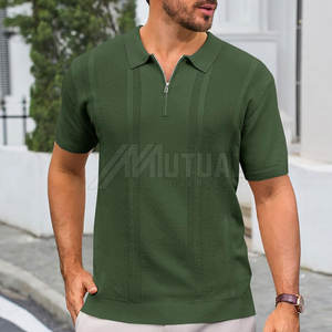 T-shirts polo en tissu tricoté respirant T-shirts polo pour hommes de conception de motif solide unique à prix raisonnable - Product Image 2