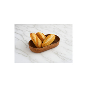 Stylish and Functional <b>Large</b> Oval Plastic Bread & Fruit <b>Basket</b> with Acacia Tree Design Natural Kitchen Bread Box - Product Image 4