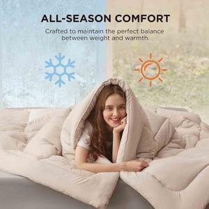 Couette matelassée de luxe en coton blanc d'hiver avec logo personnalisé brodé, plusieurs tailles, résistante à l'eau, de haute qualité, américaine - Product Image 3