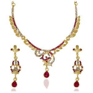 Ensemble de bijoux fins Kriaa Collier plaqué or 1103920 avec goutte de pierre autrichienne rose - Product Image 1
