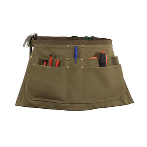 Venta al por mayor de lona cintura trabajo delantal ajustable medio delantal para herramientas verde oliva - Product Image 1