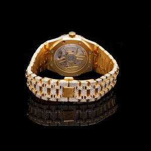 Montre squelette classique pour homme avec fonction date, en acier inoxydable, diamants de laboratoire taille brillant exquis, verre élégant - Product Image 3