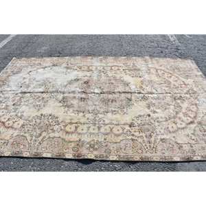 Tapis turc Vintage Beige Marron 5.9x10ft fait à la main en soie de bambou pour salon chambre ou couloir modèle de table d'appoint rectangulaire - Product Image 3