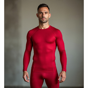 <b>Mens</b> 100% Polyester <b>Swim</b> <b>Shirt</b> <b>Men</b> Crew Neck Long Sleeve Compression <b>Shirt</b> <b>Men's</b> Gym Fitness Wear Rash Guard - Product Image 6