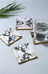 Posavasos Únicos Hechos a Mano con Mosaico de Conchas Marinas, Diseño Artístico Ideal para Hogares Modernos y Tradicionales - Product Image 6