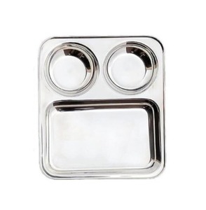 Assiette rectangulaire en acier inoxydable, assiette rectangulaire à trois compartiments en acier inoxydable, vaisselle de qualité alimentaire - Product Image 6
