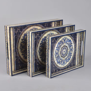 Bandeja de Madera Grande Ecológica Personalizada al por Mayor, Plato para Servir con Asa, Platos de Mesa para Café/Té Personalizados, Artesanías Naturales - Product Image 1