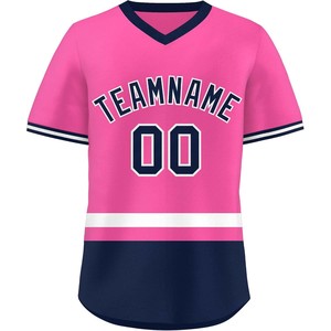 Fournisseur de maillots de baseball OEM haut de gamme, t-shirt à col en V en polyester respirant, impression par transfert thermique, logo, vente en gros - Product Image 6