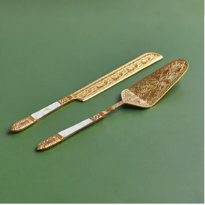 Couteau à gâteau en or gravé et ensemble de serveur pour les fêtes d'anniversaire et les événements au prix de gros de l'Inde - Product Image 6