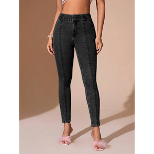 Paola Riboni - Jeans de mezclilla ajustados de cintura alta para mujer, estilo vintage, elásticos, casuales, lavado claro, estilo liso, para verano - Product Image 2