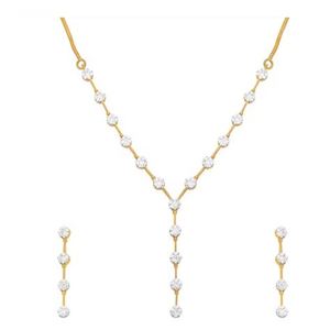Conjunto de collar de diamantes elegantes de oro amarillo de 18kt de alto rendimiento con cadena a precio de venta colección de joyería de lujo por exportador - Product Image 4