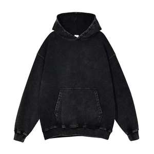Unisex Acid Wash Embroidered Pullover 100% Cotton Lightweight Eco-Friendly Breathable Fleece Custom Logo Front Oversized High - Product Image 3