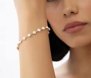 Ferkos 14K Gold Lab Grown Diamond Tennis Bracelet Best Infinity Layering Infinity Tennis Bracelet Moissanite Pulseras y brazaletes - Product Image 1