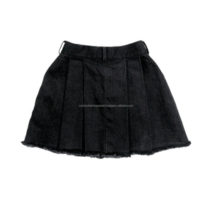 Mini jupes en denim délavé à l'acide Y2K de haute qualité personnalisées jupes en coton 100% décontractées à bord rugueux en détresse en gros. - Product Image 2