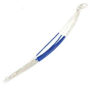 925 Sterling <b>Silver</b> Tennis <b>Bracelet</b> with 6 Rows of Lapis Lazuli Stones Rhodium Plated Rose Gold Religious Style <b>Bangles</b> - Product Image 3