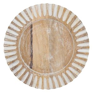 Bandeja con borde de cuentas de madera con acabado pulido de grano redondo de servicio natural y borde de cuentas decorativas - Product Image 5