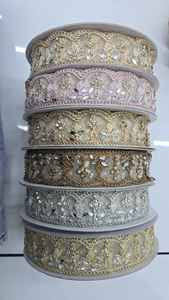 ขายส่ง ผ้าลูกไม้ปักลาย ประดับด้วยลูกปัดและคริสตัล  ทำจากโพลีเอสเตอร์ 100% เป็นมิตรกับสิ่งแวดล้อม  สีตามสั่ง  สำหรับตกแต่งเสื้อผ้า ของขวัญ กระเป๋า รองเท้า - Product Image 5