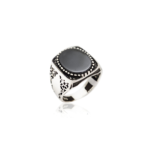 Vintage <b>Black</b> <b>Onyx</b> Silver <b>Ring</b> for <b>Men</b> Antique Turkish Ottoman Style Jewelry Custom Handcrafted 925 Sterling Silver <b>Mens</b> <b>Ring</b> - Product Image 1