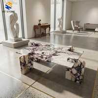 Table basse rectangulaire moderne en marbre, plateau en pierre naturelle, style minimaliste, pour salon et bureau à domicile – Collection 2026, Offre Spéciale