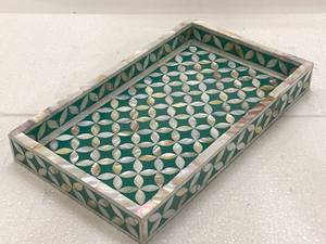 Plateau de service en incrustation d'os pour décoration de table basse Plateau de service en incrustation d'os fait à la main pour table à manger à bas prix - Product Image 5